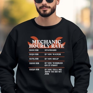Aircraft Mechanic Sweatshirt, Female Mechanic Hoodie, Helicopter Mechanic Gift, Mechanic Hourly Rate Tee, Fathers Day Gift for Mechanic Dad