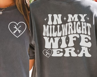 Camiseta para esposa de mecánico industrial, sudadera cómoda de colores para prometida de mecánico industrial, regalo para esposa de mecánico industrial, camiseta de manga larga para novia de mecánico industrial