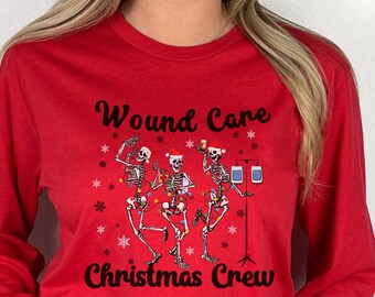 Wound Care Shirt Christmas, Christmas Wound Care Nurse Crewneck, Wound Care Crew Holiday Apparel, Christmas Wound Care Tech Long Sleeve Tee