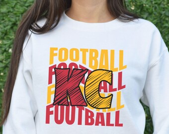 KC Football Shirt Women, Kansas City Football Fan Crewneck, KC Heart Football Camiseta de manga larga, KC Heart Sudadera con capucha, Camiseta de fútbol para mujer