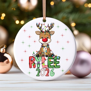 Custom Kids Name Reindeer Ornament, Personalized Christmas Gift
