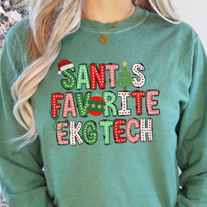 Christmas EKG Tech Shirt, EKG Tech Holiday Apparel, EKG Tech Sweatshirt, Christmas Ekg Shirt, Chirstmas Ekg Technician Long Sleeve Tee