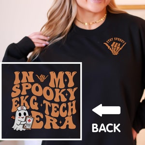 EKG Tech Shirt Halloween, Spooky EKG Technician Sweatshirt, EKG Technologist Cardiac Long Sleeve, Electrocardiogram Monitor Tech Tee