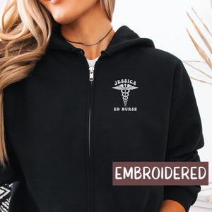 Embroidered ER Nurse Jacket, Custom ER Nurse Sweatshirt, Personalized ED Tech Jacket, Emergency Department Jacket, Emergency Room Nurse