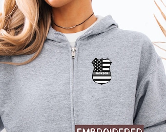 Embroidered Corrections Officer Hoodie, Personalized Corrections Officer Apparel, Gift for Corrections Wife, Corrections Officer Wife Jacket