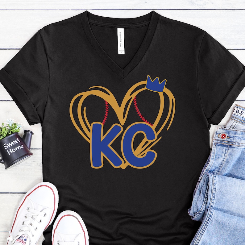 KC Tank Top, Kansas City Game Day Vneck Tee, KC Baseball Tank Top, Kansas City Baseball T-shirt, KC Baseball Fan Gift, Royal Blue Tank Top