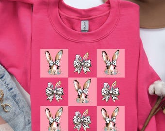 Easter Vibes Shirt for Women, Happy Easter Sweatshirt, Easter Bunny Shirt, Cute Easter Shirt, Pink Easter Long Sleeve, Trendy Easter T-shirt