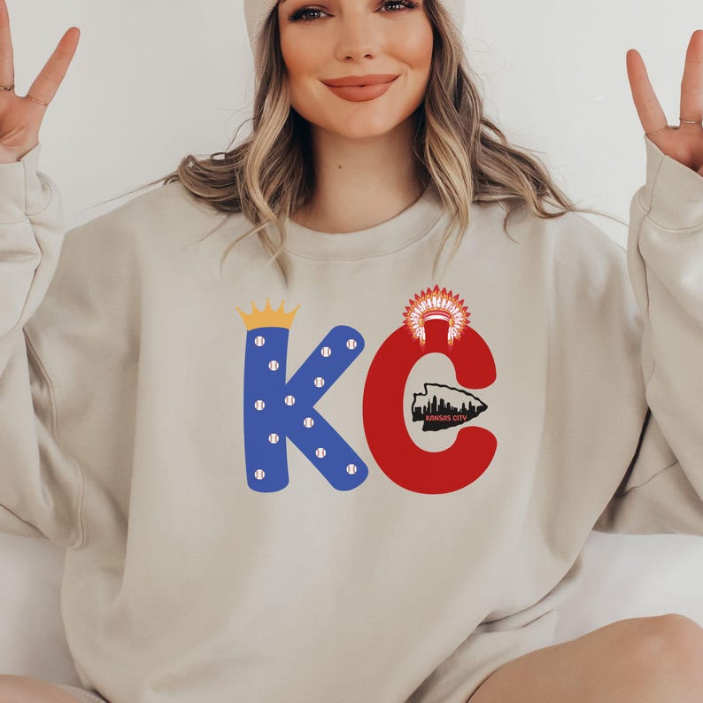 KC Football Shirt Women, Kansas City Baseball Fan Crewneck, KC Heart Football Long Sleeve, Football Fan Hoodie, KC Baseball Vneck for Women