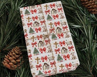Faith Bible Verse Christmas Wrapping Paper Roll, Religious Christmas Gift Wrap