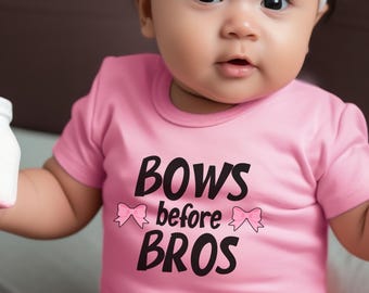 Bows Before Bros Baby Bodysuit, Funny Kids Shirt, Bows Before Bros Toddler T-shirt, Cute Baby Shower Gift, Funny Kids Tshirt
