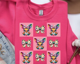 Trendy Easter Vibes Shirt for Women, Happy Easter Sweatshirt, Easter Bunny Shirt, Cute Easter Shirt, Pink Easter Long Sleeve, Easter T-shirt