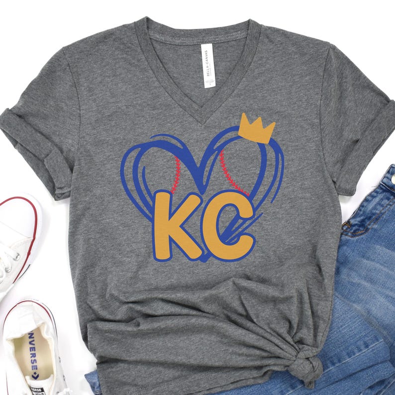 KC Tank Top, Kansas City Game Day Vneck Tee, KC Baseball Tank Top, Kansas City Baseball T-shirt, KC Baseball Fan Gift, Royal Blue Tank Top