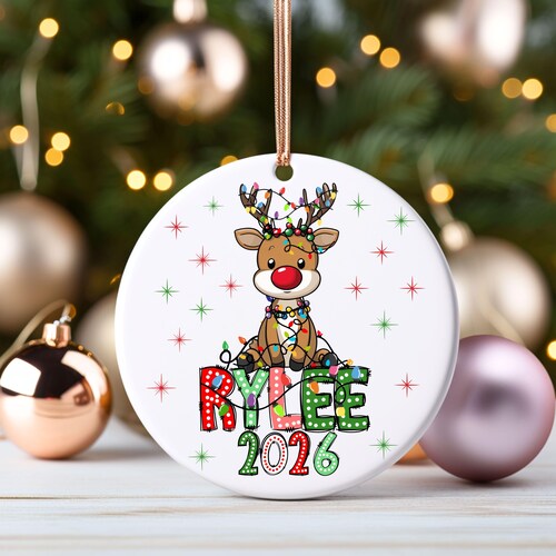 Custom Kids Name Reindeer Ornament, Personalized Christmas Gift