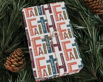 Faith Bible Verse Christmas Wrapping Paper Roll, Religious Christmas Gift Wrap