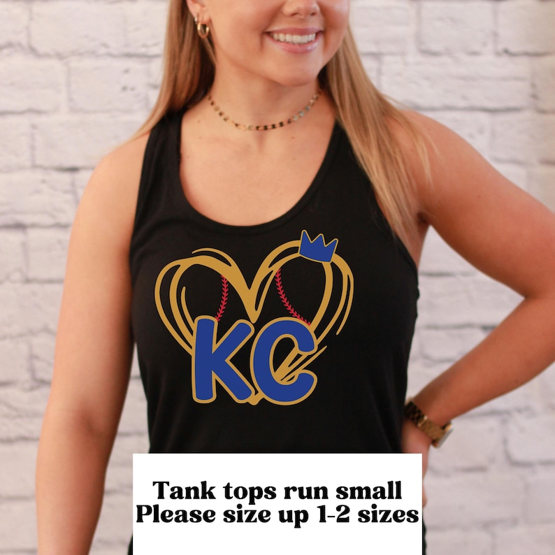 KC Tank Top, Kansas City Game Day Vneck Tee, KC Baseball Tank Top, Kansas City Baseball T-shirt, KC Baseball Fan Gift, Royal Blue Tank Top