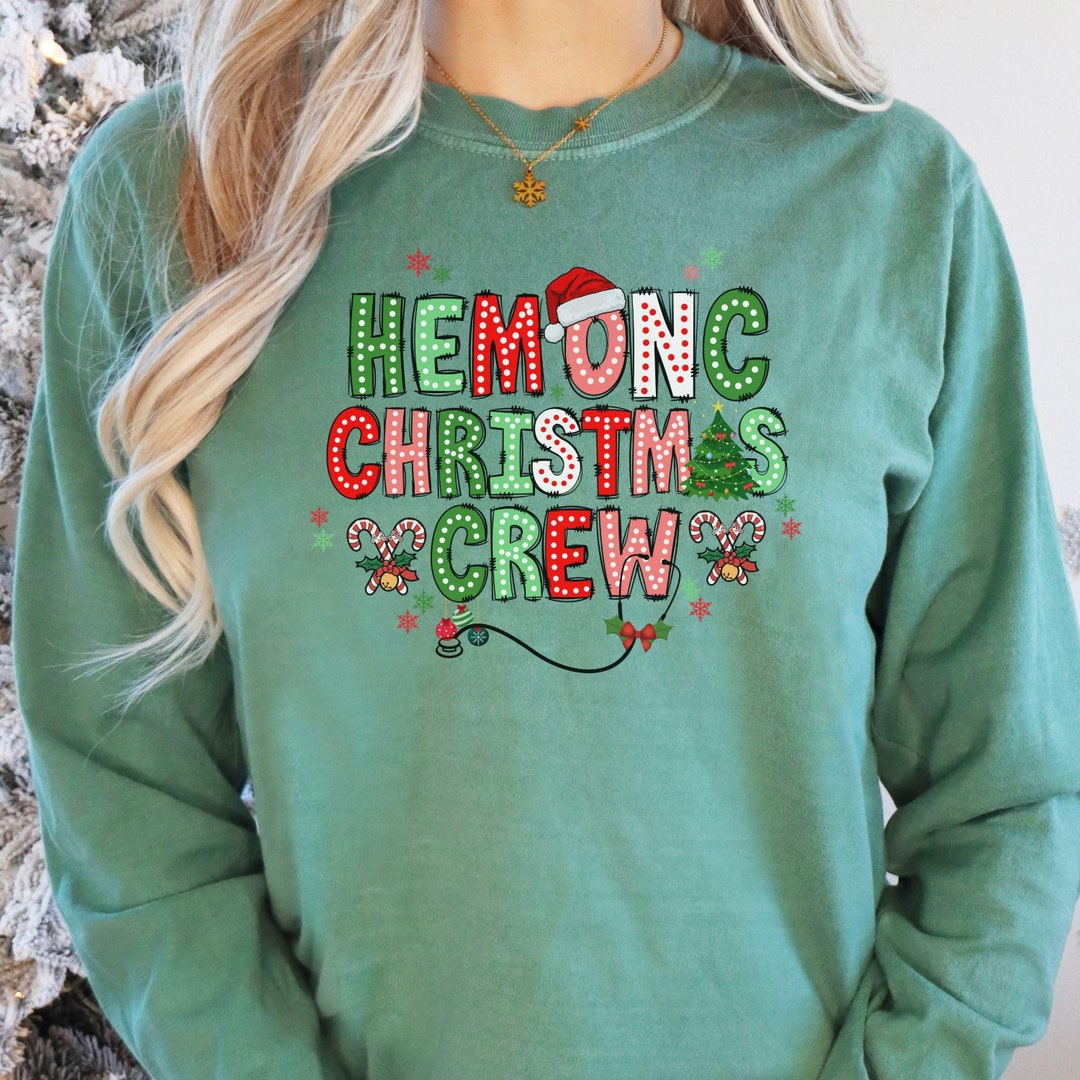 Hemonc Nurse Shirt Christmas, Christmas Hemonc Squad Comfort Colors ...