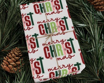 Merry Christ-mas Christmas Wrapping Paper Roll, Religious Christmas Gift Wrap