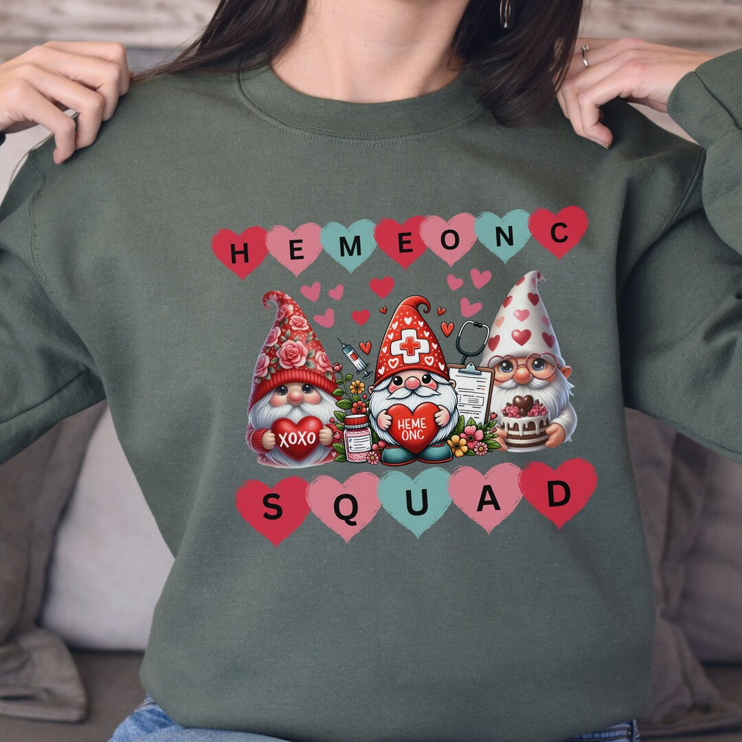Hemeonc Nurse Shirt Valentines, Hematology Oncology Nurse Crew Neck ...