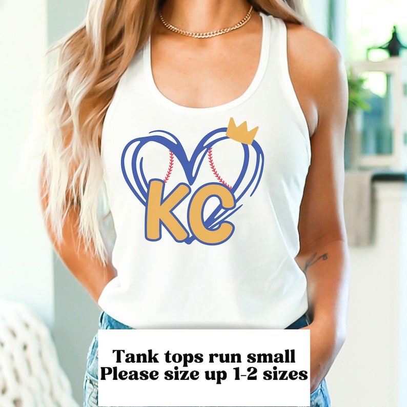 KC Tank Top, Kansas City Game Day Vneck Tee, KC Baseball Tank Top, Kansas City Baseball T-shirt, KC Baseball Fan Gift, Royal Blue Tank Top