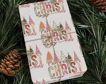 Merry Christ-mas Christmas Wrapping Paper Roll, Religious Christmas Gift Wrap