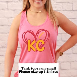 KC Tank Top Women, Kansas City Football Fan Vneck Tee, KC Heart Football T-shirt, KC Heart Tank Top, Kansas City Football Shirt for Women