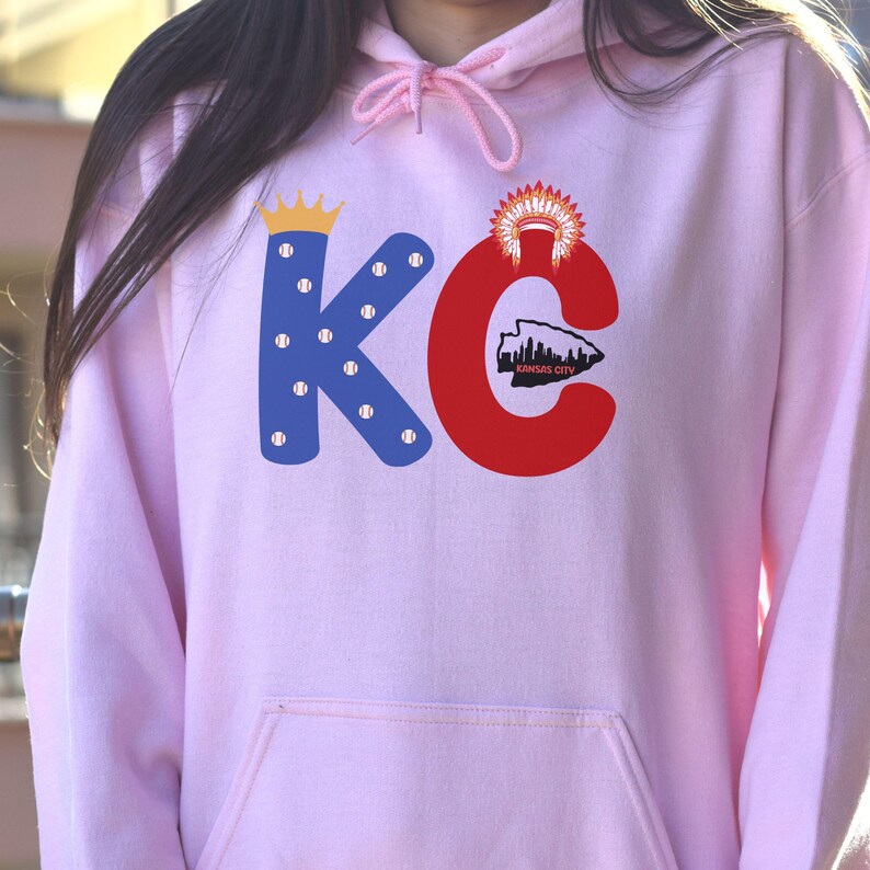 KC Football Shirt Women, Kansas City Baseball Fan Crewneck, KC Heart Football Long Sleeve, Football Fan Hoodie, KC Baseball Vneck for Women