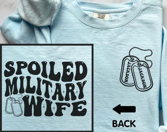 Sudadera "Orgullosa Esposa de Militar", Colores Cómodos para Esposas de Soldados, Regalo para Esposas de Militares, Manga Larga para Esposas de Aviadores, Camiseta para Esposas de Coasters