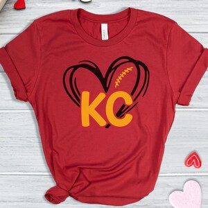 KC Tank Top Women, Kansas City Football Fan Vneck Tee, KC Heart Football T-shirt, KC Heart Tank Top, Kansas City Football Shirt for Women