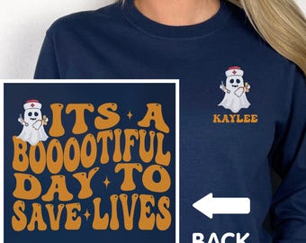 ED Nurse Shirt Halloween, ER Nurse Sweatshirt, Emergency Department Tech Halloween Long Sleeve Tee, Halloween ER Nurse T-shirt