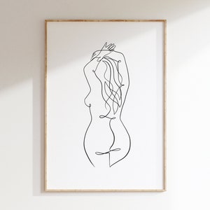 Female Figure Line Art | Silhouette Print | Line Art Print | Figure Art | Woman Art | Bathroom Print | Digital Download | One Line Art