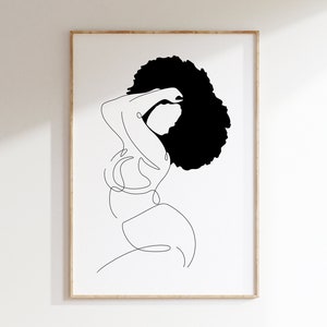 Schwarze Frau Kunst | Schwarze Frau Poster | Weibliche Figur | Schwarzes Mädchen Wandkunst | Silhouette Print | Badezimmer Druck | Digitaler Download | Wohnheim Art