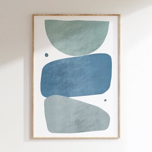 Mid Century Modern Art Print | Blue Print | Printable Wall Art | Minimalistic Print | Digital Download | Home Decor | Blue Wall Art