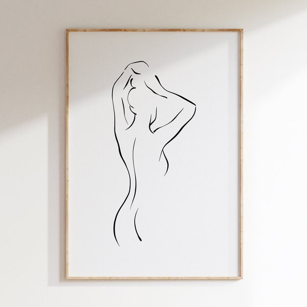 Female Figure Line Art | Silhouette Print | Line Art Print | Figure Art | Woman Art | Bathroom Print | Digital Download | Wall Decor