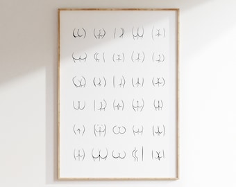 Bathroom Art, Bum Print, Butt Print, Bathroom Print, Body Positive Print, Funny Bathroom Art, Bathroom Wall Decor (Digital Download)