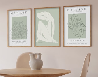 Matisse Print | Set of 3 Prints | Matisse Print Set | Green Matisse | Exhibition Poster | Henri Matisse | Wall Art | Digital Download