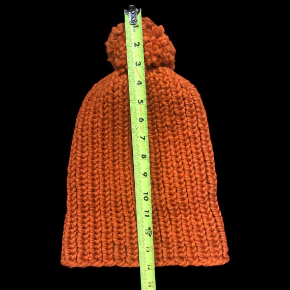 CHUNKY Ribbed Hand Knit Pumpkin Spice Beanie Hat with Pom Pom CHUNKY Ribbed Hand Knit Pumpkin Spice Beanie Hat With Pom  main image 4