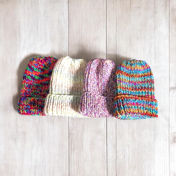 Handmade Chunky Ribbed Crochet Beanie, Slouchy Folded Brim  display picture 2