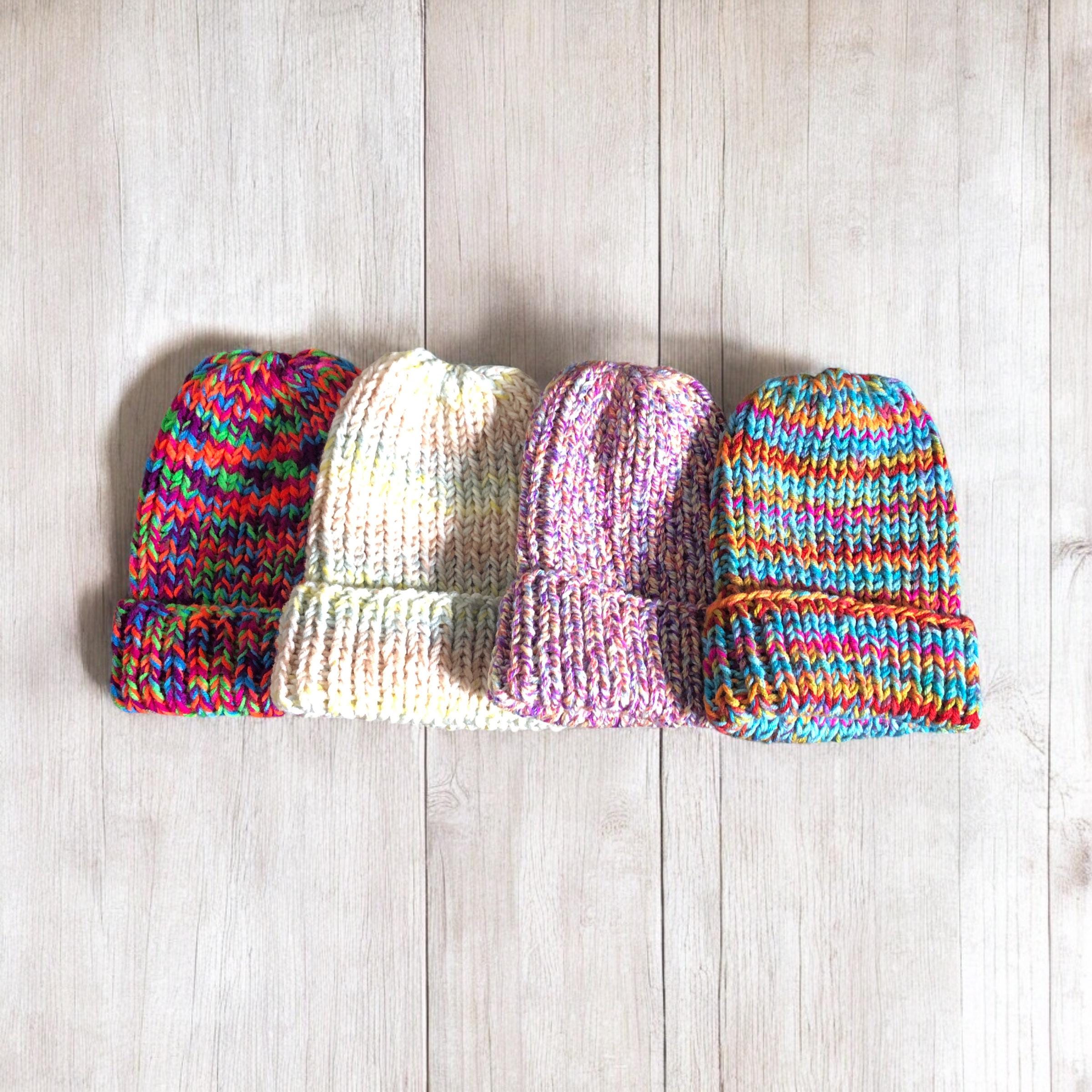 Handmade Chunky Ribbed Crochet Beanie, Slouchy Folded Brim  display picture 2