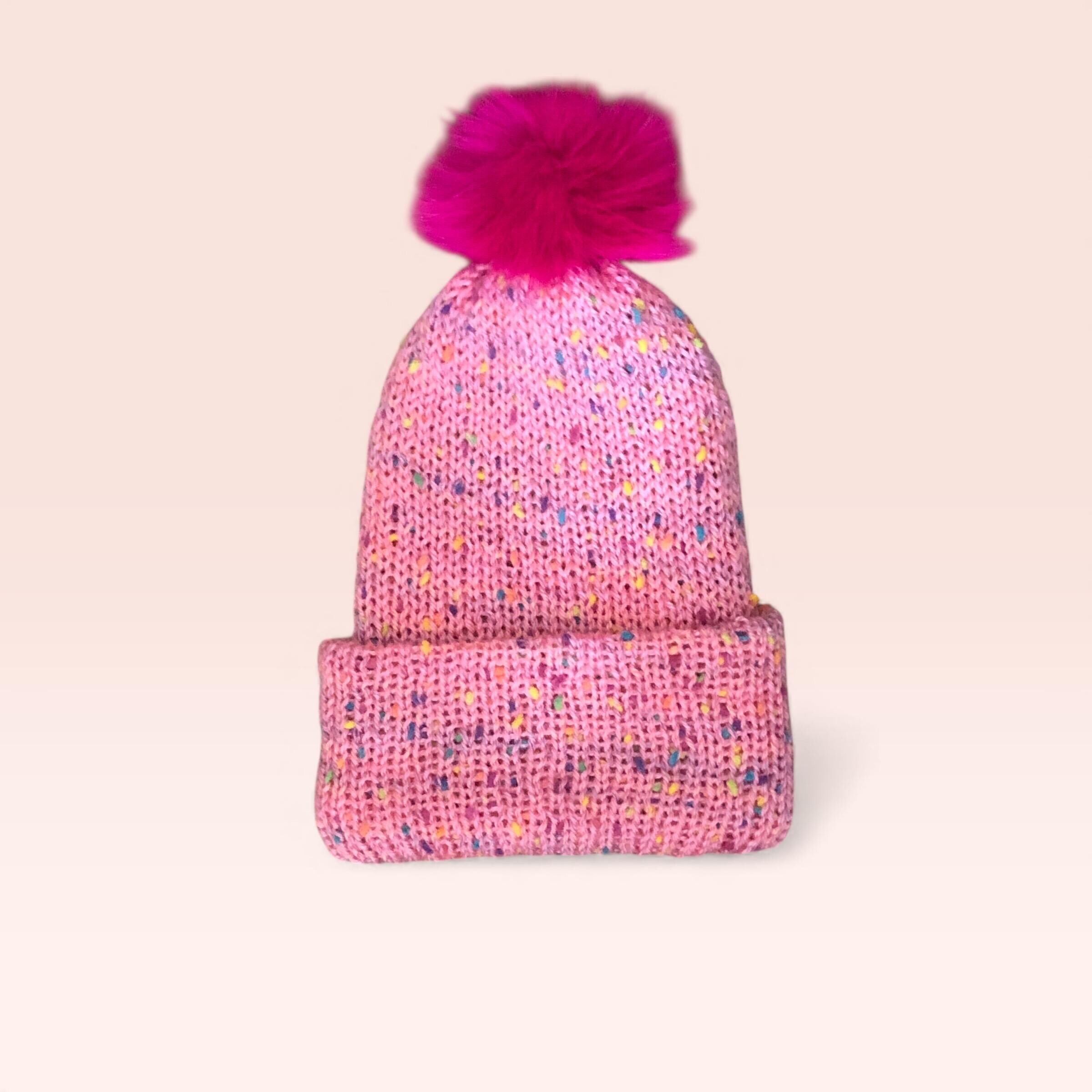 Pink Sprinkles Pom Beanie Pink Sprinkles Pom Beanie, Removable Pom - Etsy main image 2
