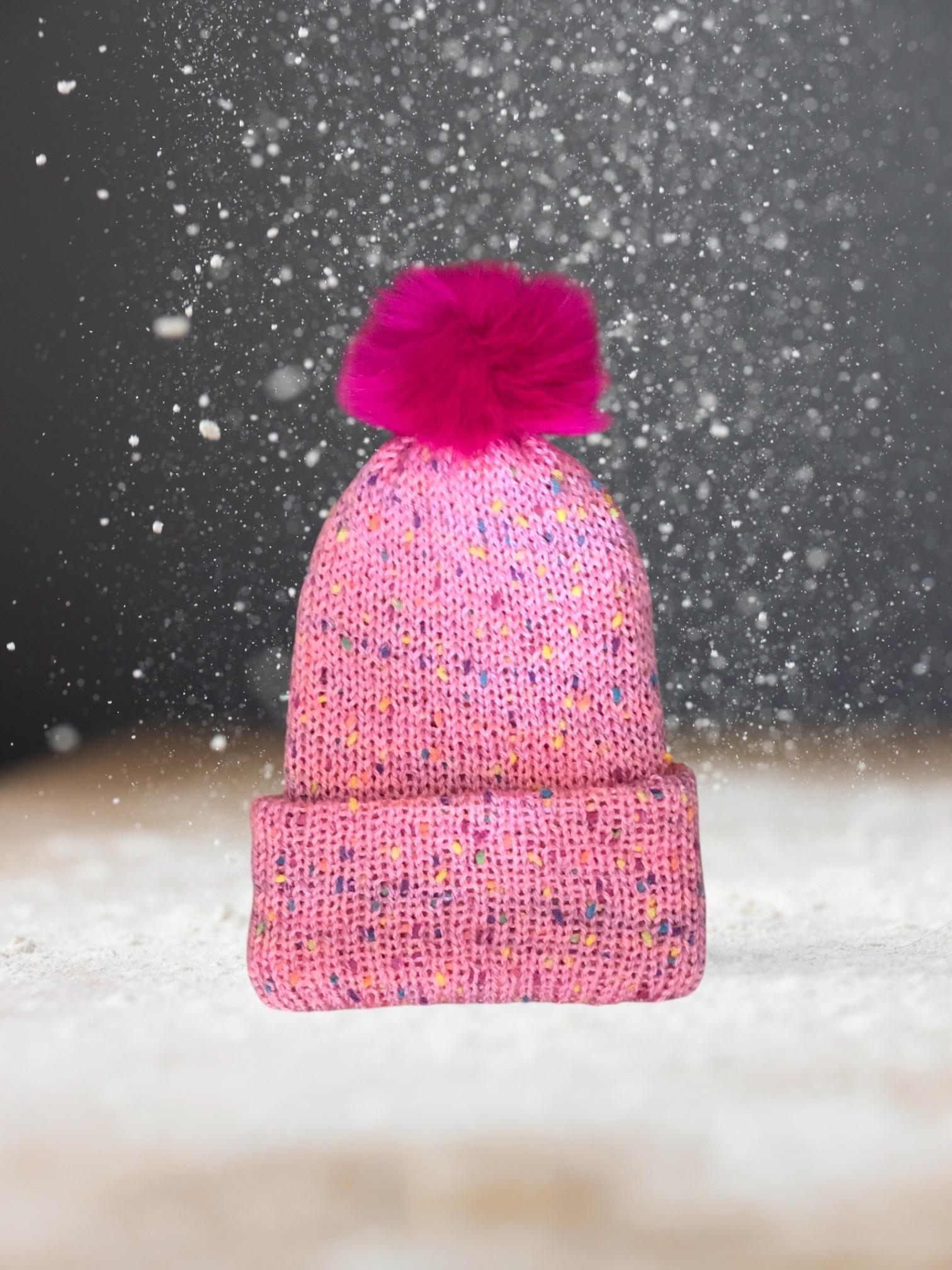 Pink Sprinkles Pom Beanie, Removable Pom - Etsy display picture 2