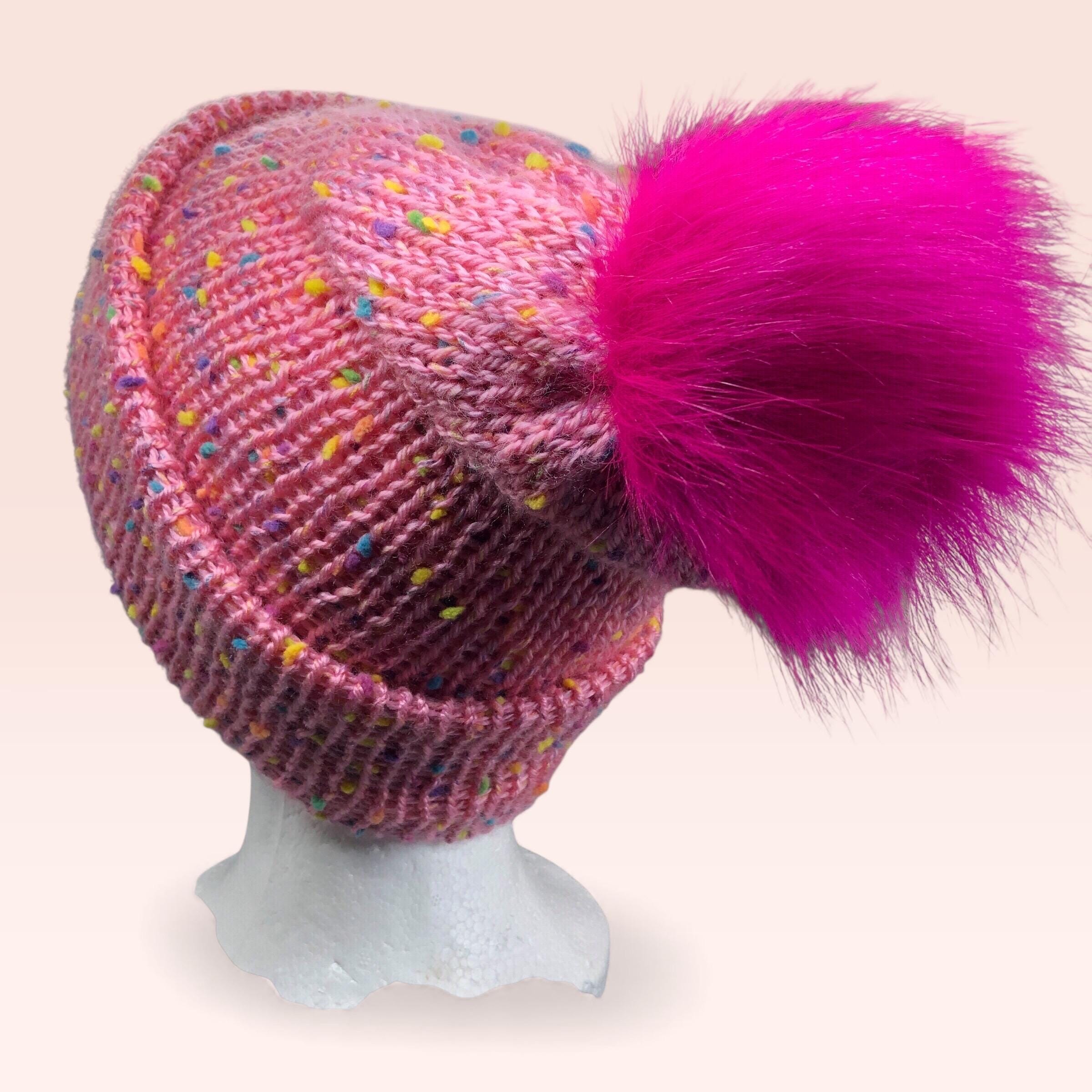 Pink Sprinkles Pom Beanie, Removable Pom - Etsy