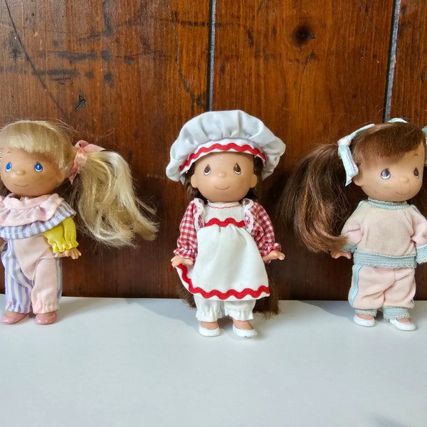 Lote vintage de los 90 de 3 muñecas Precious Moments