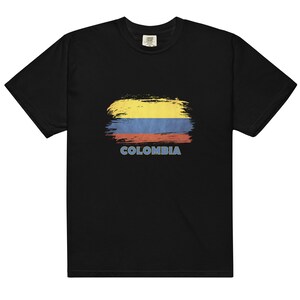 Stückgefärbtes schweres T-Shirt für Herren Kolumbien Flagge
