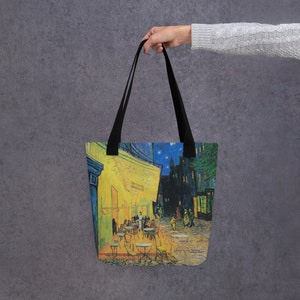 Bolsa de tela con Terraza de café por la noche de Vincent van Gogh
