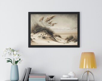 Coastal Serenity | Beach Scene with Dunes in Neutral Colors | Wall Art for Home or Office