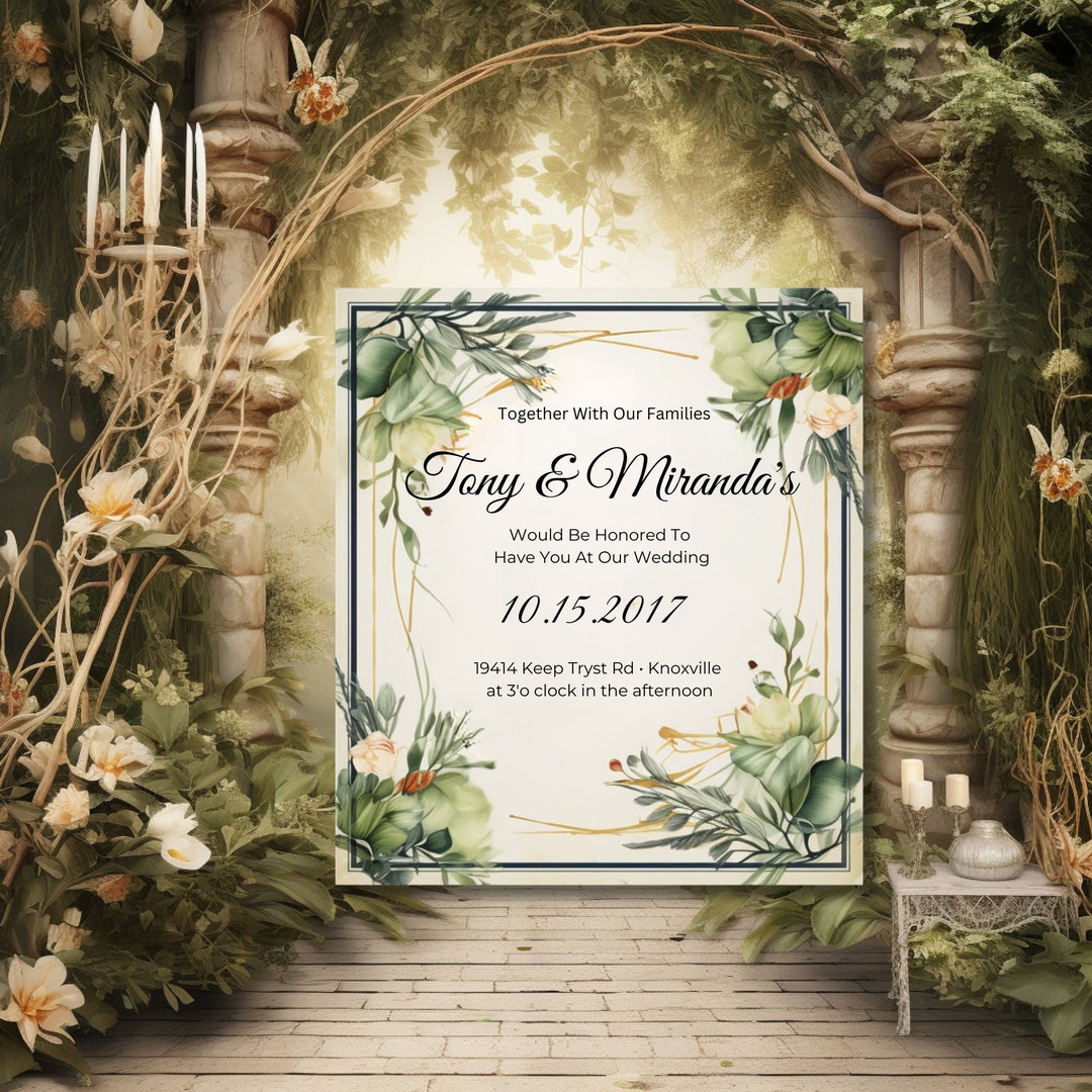 Forest Themed Wedding Invitation Card Template, Printable, Fully ...