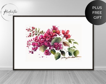 Bougainvillea Watercolor Floral Art Print | Botanical Home Decor (Digital Download)