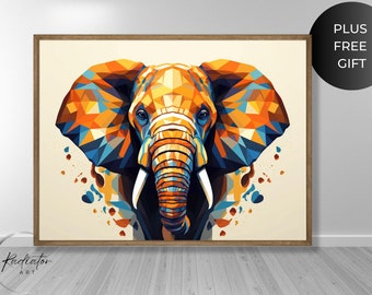 象の抽象画 抽象的な象の絵画 | デジタルダウンロード、アートプリント - Etsy 日本