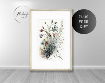 Wildflower Watercolor Print | Botanical Illustration Wall Art (Digital Download)