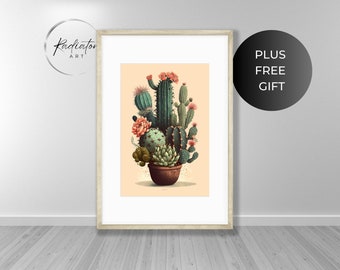 Boho Cacti Art Print | Desert Botanical Illustration (Digital Download)